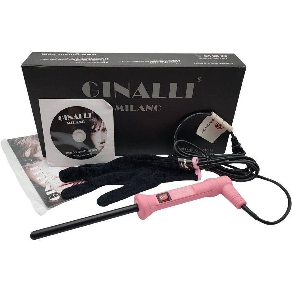 Ginalli Milano Pro Series Clipless Teflon Coated 13 mm Curling Iron Wand (Pink)